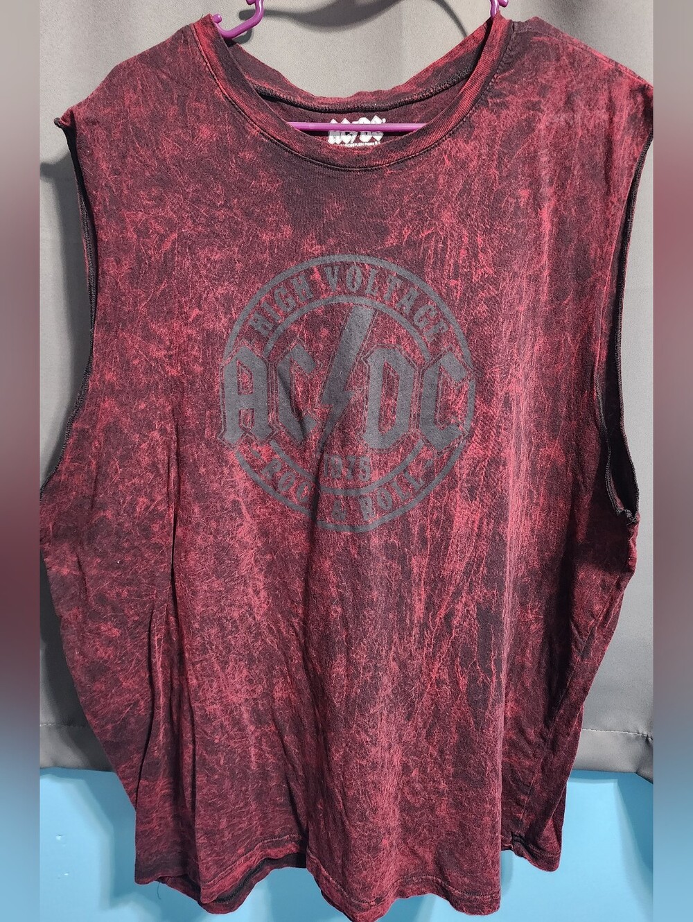Official AC/DC High Voltage Mineral Wash Muscle Tank Top Shirt 2XL 2XG 50-52
